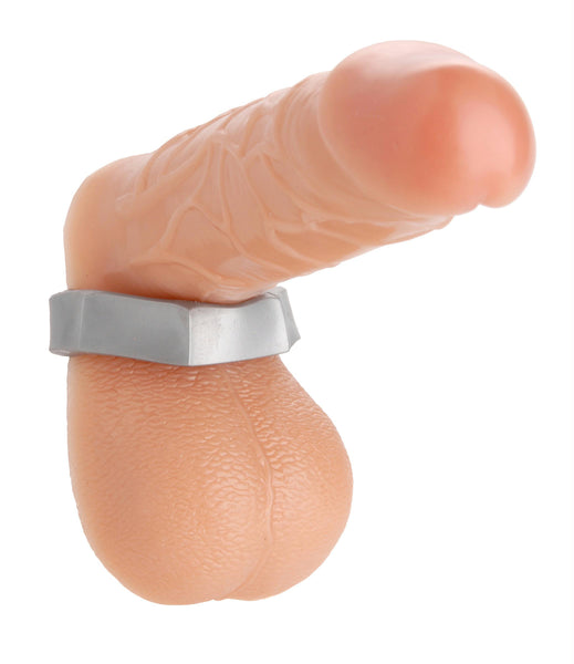 Silver Hex Heavy Duty Cock Ring and Ball Stretcher