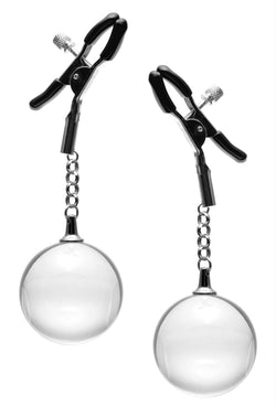 Spheres Adjustable Nipple Clamps with Weighted Clear Orbs